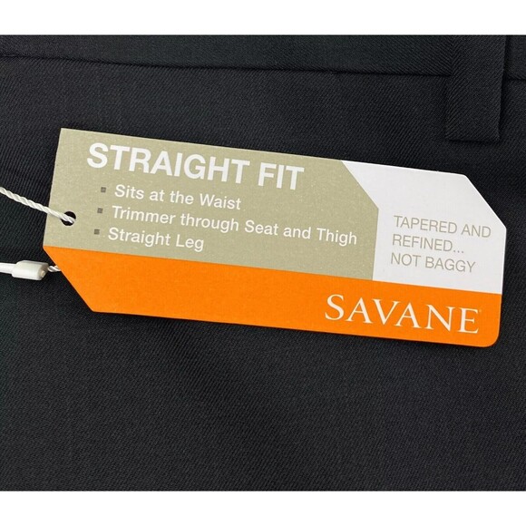 NWT Savane Men's Straight Fit Wrinkle Resistant Dark Blue Dress Pants 32x30 - Picture 3 of 7